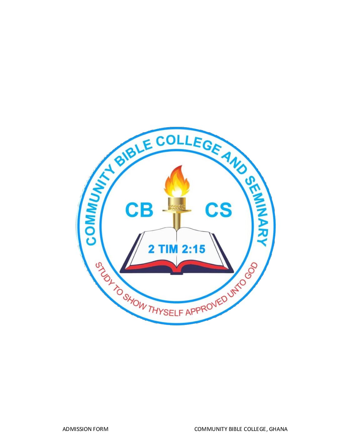 First page preview of the Community Bible College and Seminary admission form